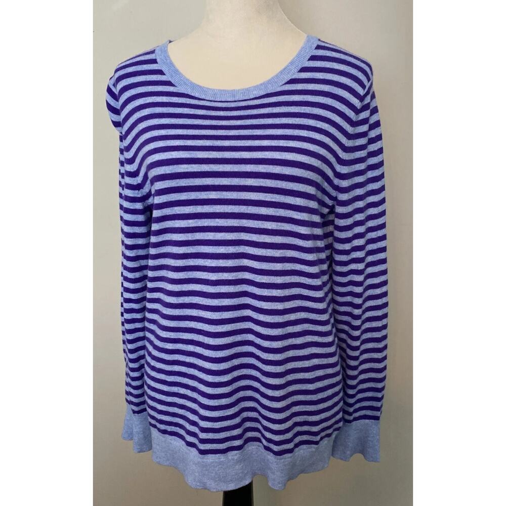 Talbot Blue and Purple Lambswool Sweater Striped Women’s Medium, Business Casual